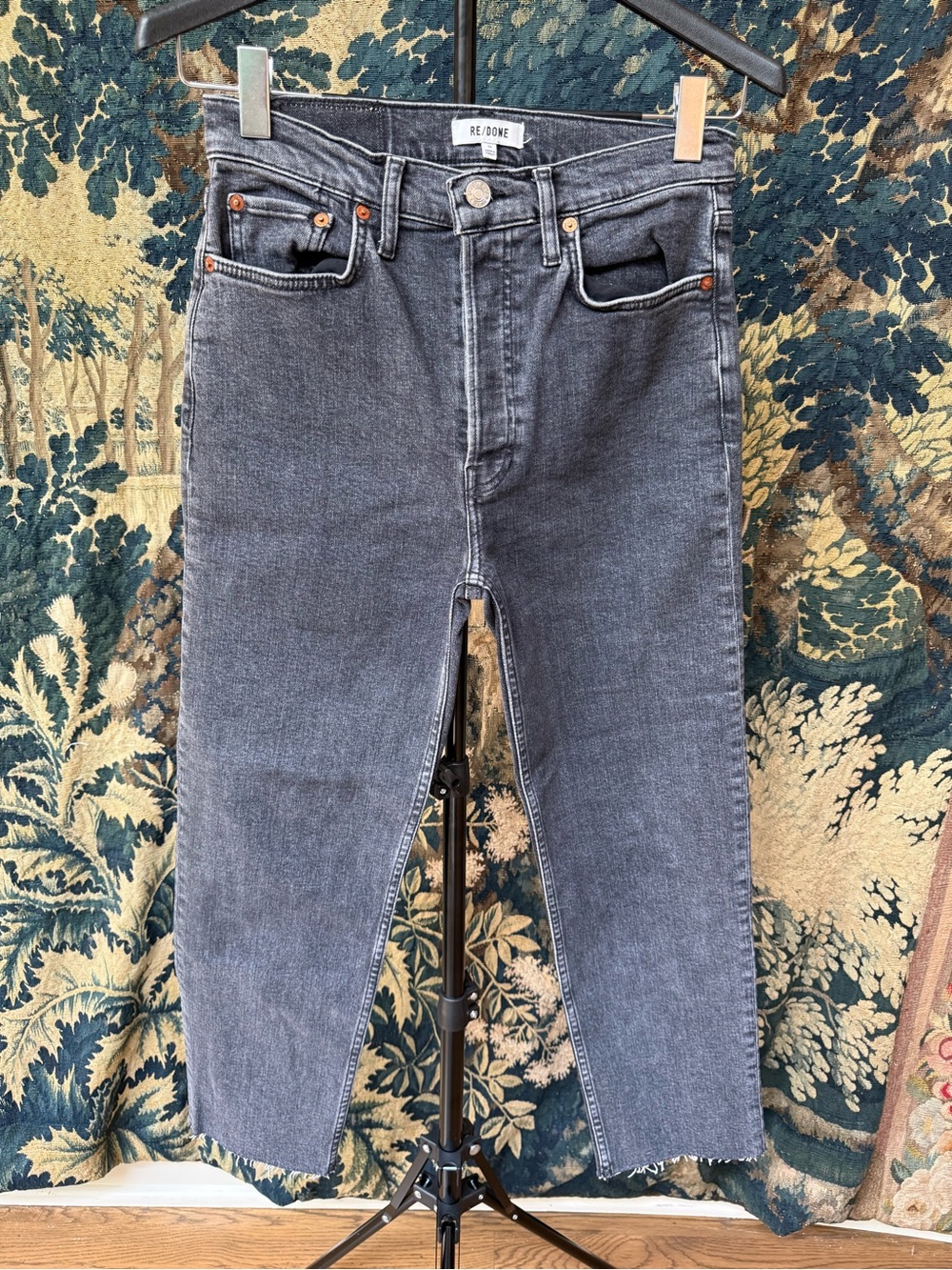 Re/Done Men’s Washed Black Straight Jeans